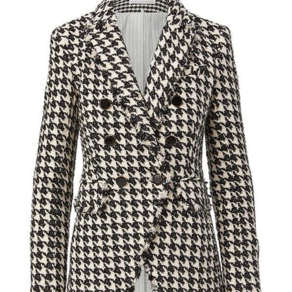 Sz 10Never Worn Veronica Beard Miller Houndstooth Dickey Double Breasted Jacket - Picture 6 of 6